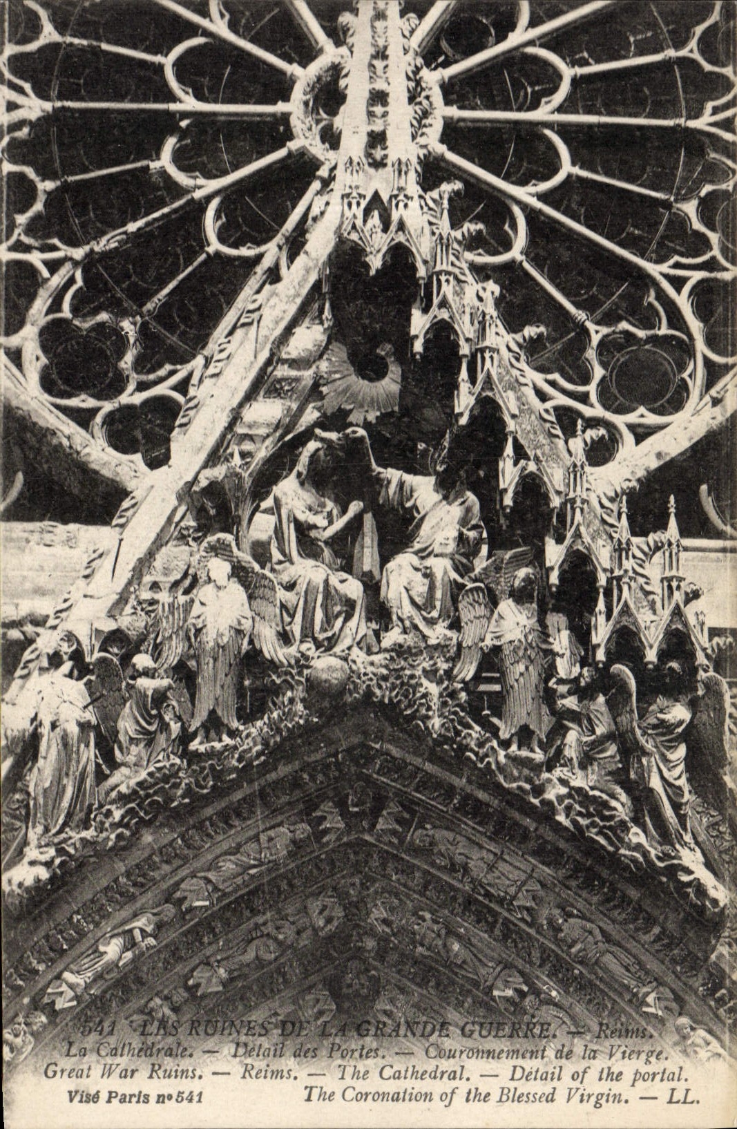 CPA Reims La cathedrale Detail des Portes Couronnement de la vierge