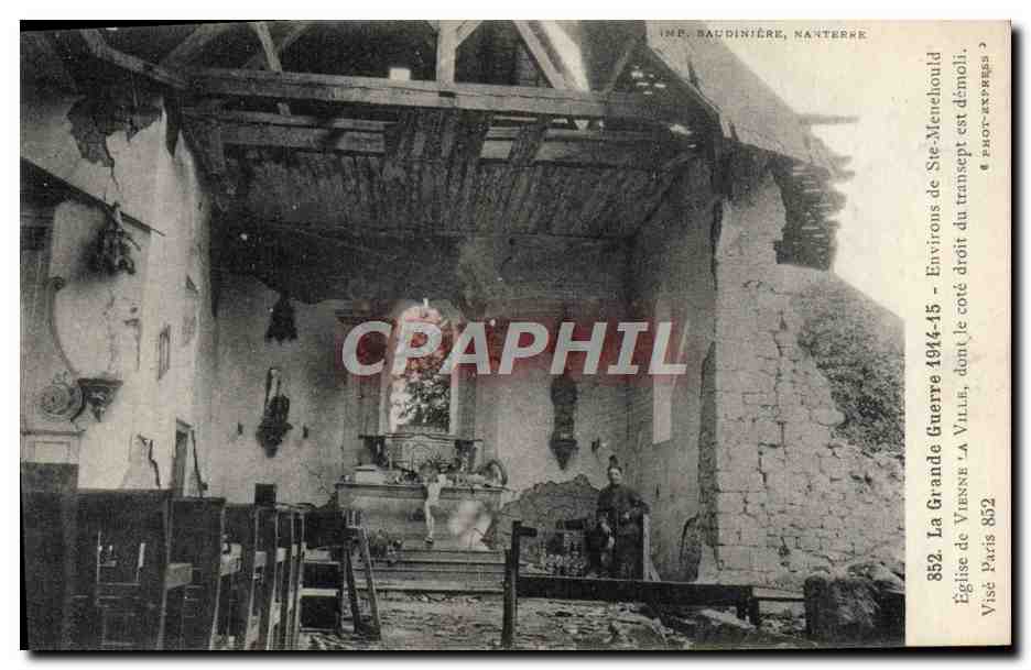 Église de Sainte-Menehould — Démolition après la Grande Guerre — Imp. Baudinière, Nanteur