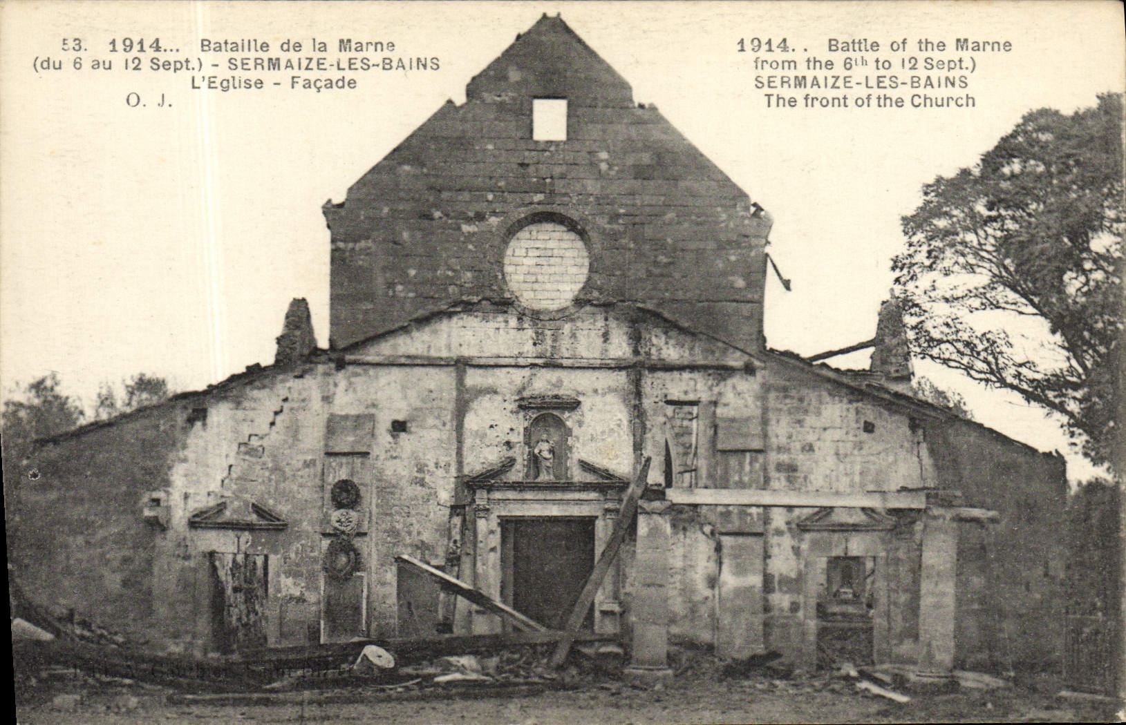 Bataille de la Marne — Détails de l'église détruite à Sermaize-les-Bains — O. J. n°53