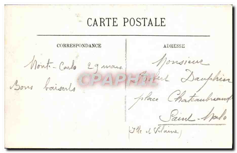 CPA Monte Carlo Dans les Jardins — Rückseite