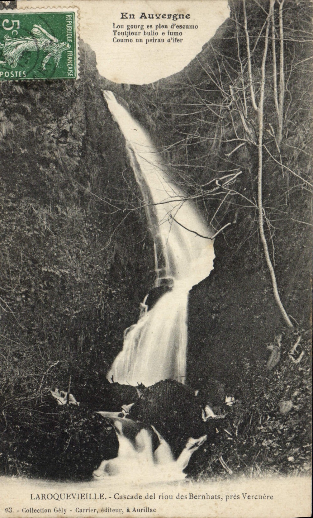 Cascade du riu des Bernhats, in der Nähe von Vercuère — Laroquevielle — Verleger Carrier, n° 93