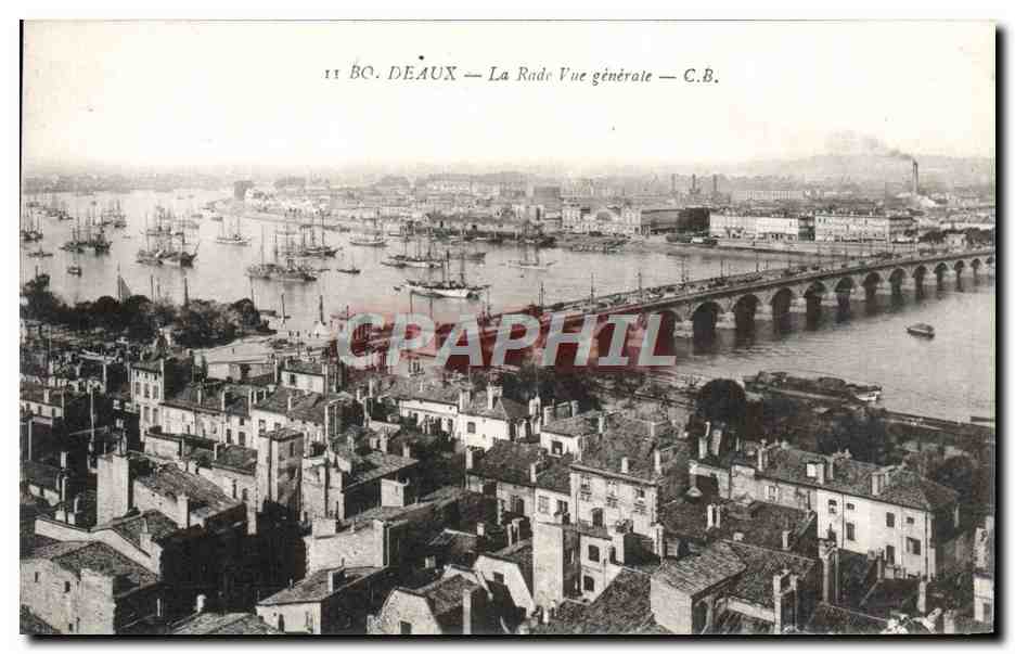 CPA Boudeaux La Rade Vue Generale Bateaux