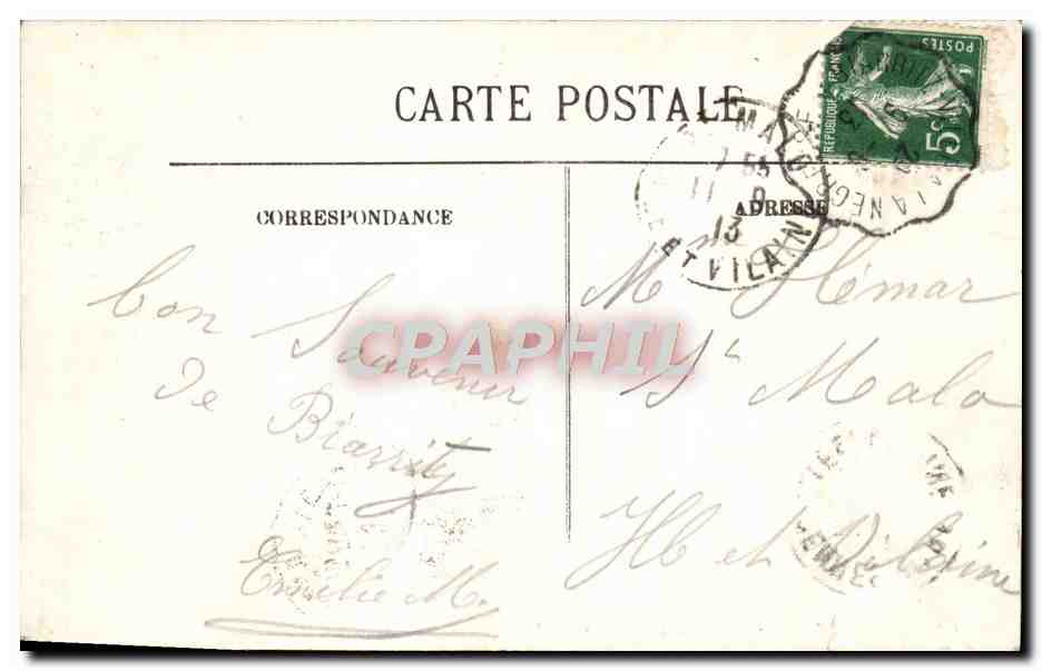 CPA Biarritz Les Bains du Port Vieux — Verso