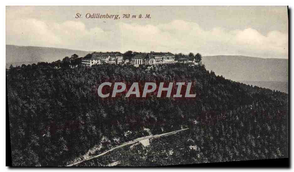 St. Odillenberg, 763 m. ü. M. — vue panoramique d'un établissement sur une colline boisée — éditeur Emil Hartmann, Strangberg