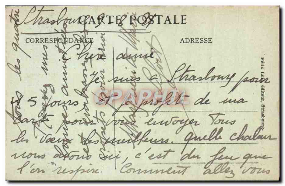 CPA Strasbourg Quai de la Petite France — Rückseite