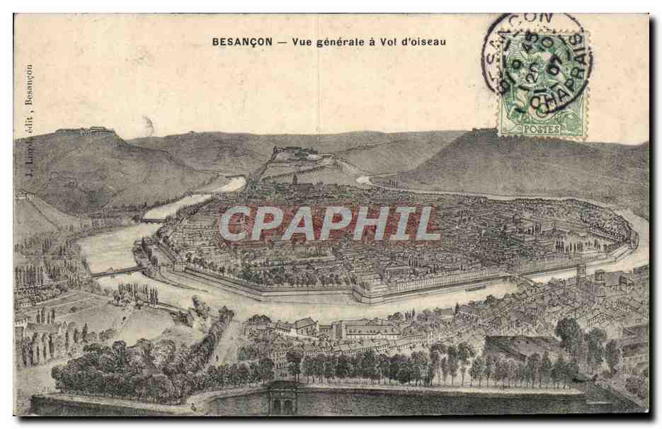 CPA Besancon Vue Generale a Vol D'Oiseau