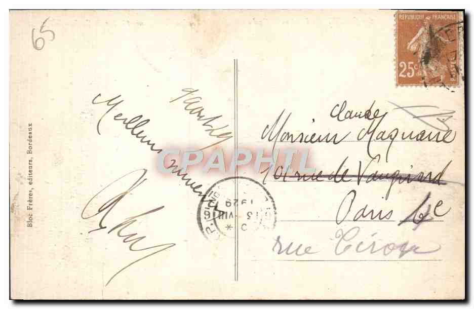Environ de CAUTERETS - Lac de Gaube - Vue sur le Pégüère, le Monné et le Pic de Gaube - BR. - Bloc Frères, éditeurs, Bordeaux - n° 116 — Verso