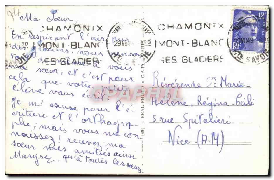 CPM Chamonix Le Blanc Sommet de Mont Blanc  — Verso