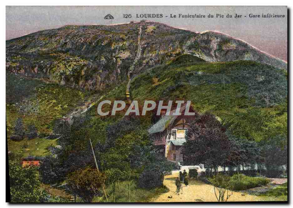 CPA Lourdes Le Funiculaire du Pic du Jer Gare inferieure