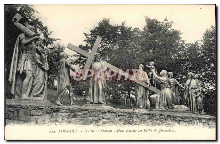 CPA Lourdes Huitieme Station Jesus console les Filles de Jerusalem