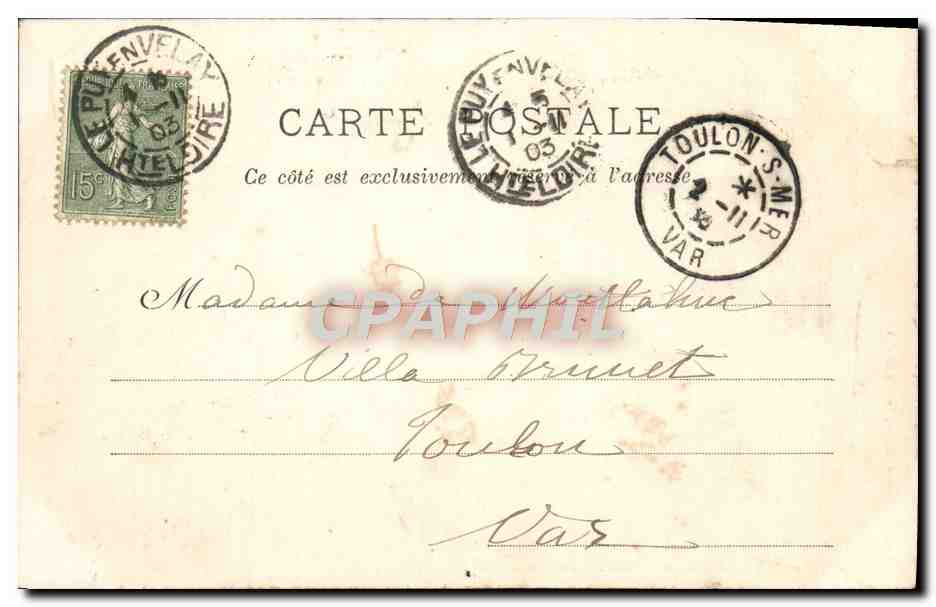 CPA Environs du Puy Le Portail de Monsieur a Allegre ou la Tour de L'Horloge reste de l'enceinte fortifiée — Rückseite