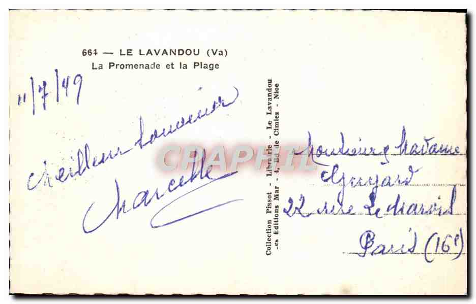 CPM Le Lavandou La Promenade et la Plage Automobile — Rückseite