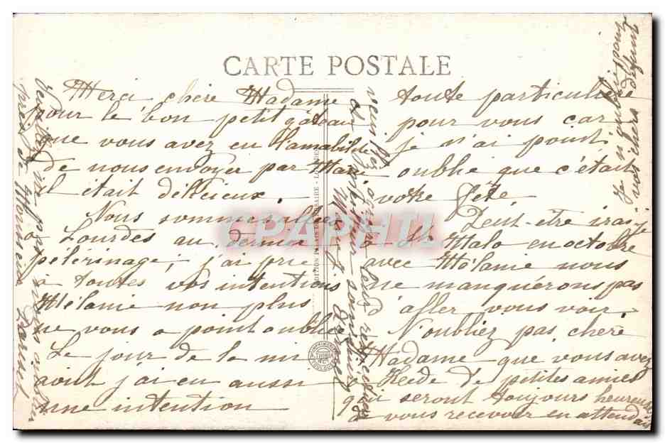 CPA Lourdes La Grotte — Verso