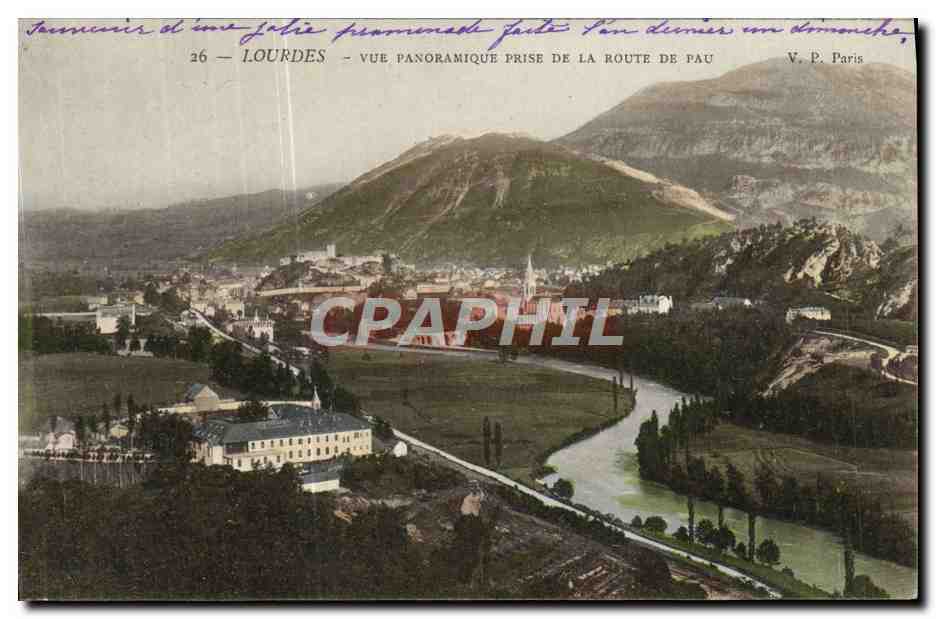 CPA Lourdes Vue Panoramique Prise de la Route de Pau
