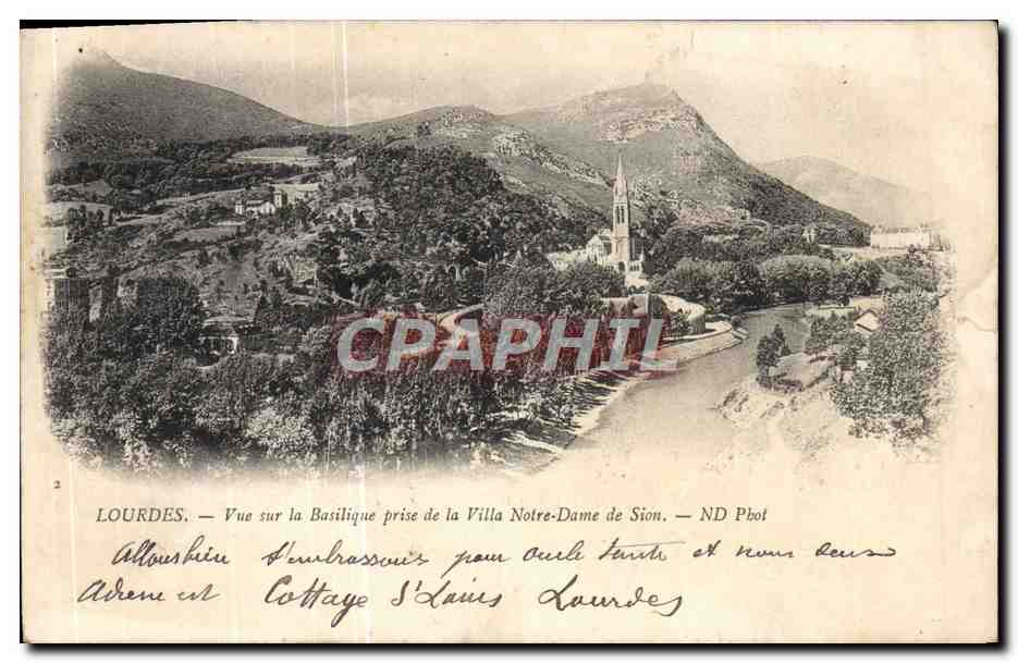 CPA Lourdes Vue sur la Basilique prise de la Villa Notre Dame de Sion