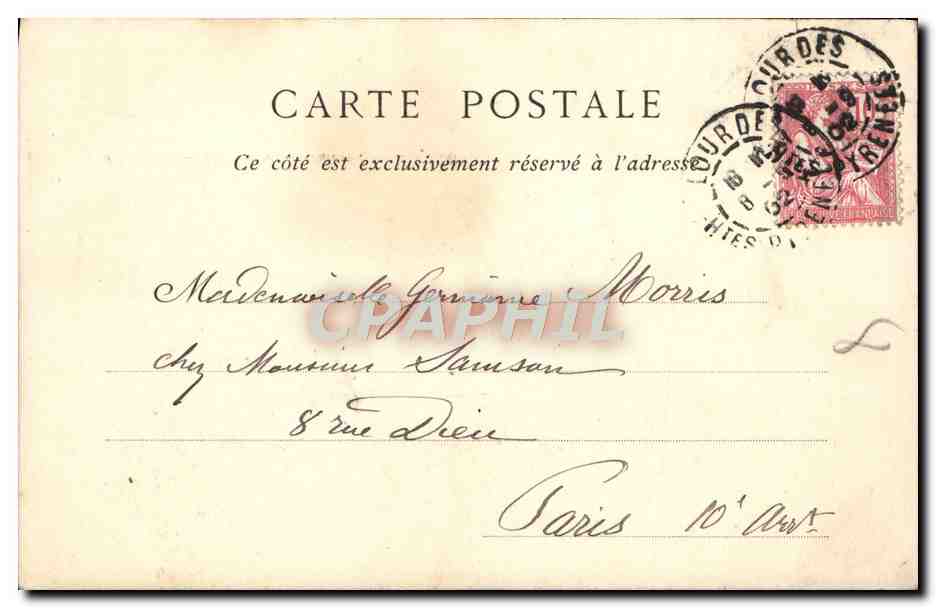Lourdes — La Grotte Miraculeuse — ND Phot. — Hôtel Royal, L. Ross, Lourdes — Verso