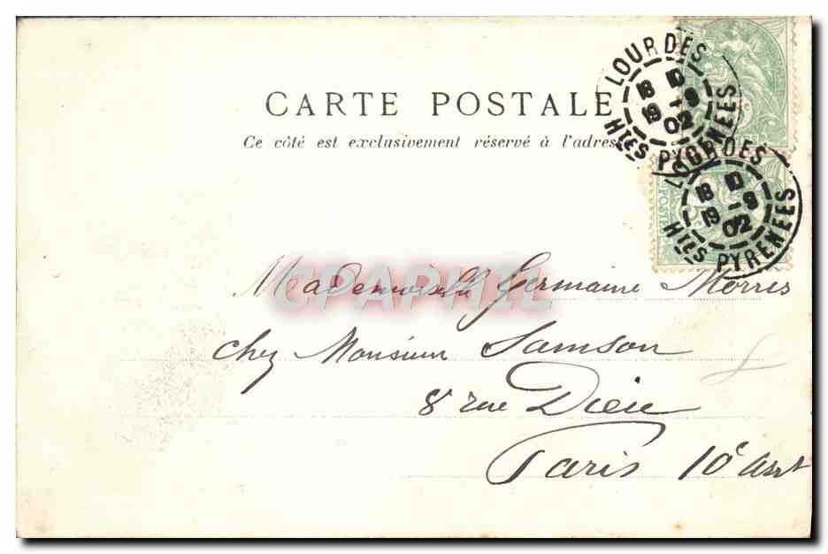 CPA Lourdes Interieur de l'abri des Pelerins — Verso