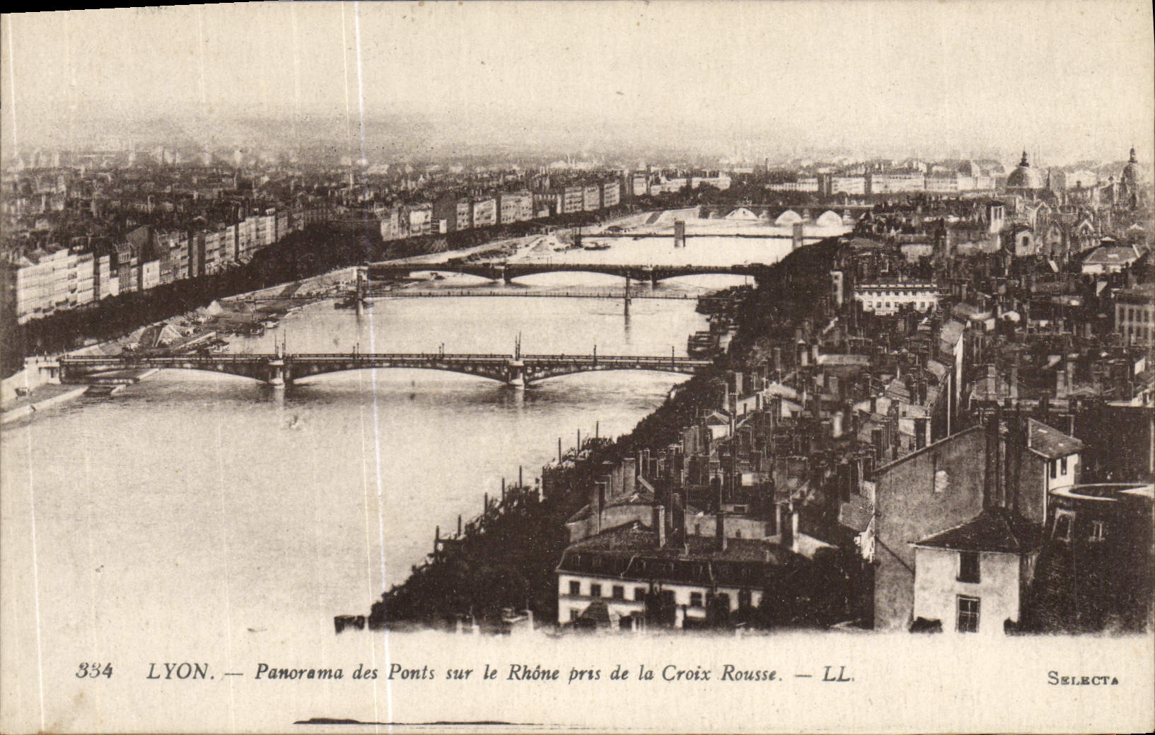LYON — Panorama des Ponts sur le Rhône pris de la Croix Rousse — Selecta