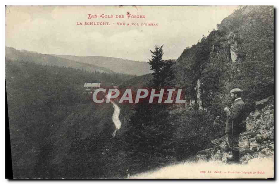 Les Cols des Vosges — La Schlucht — Vue à vol d’oiseau — Imp. A.E. Watch, Bâle-Dorf (Téléposte) N° 8440