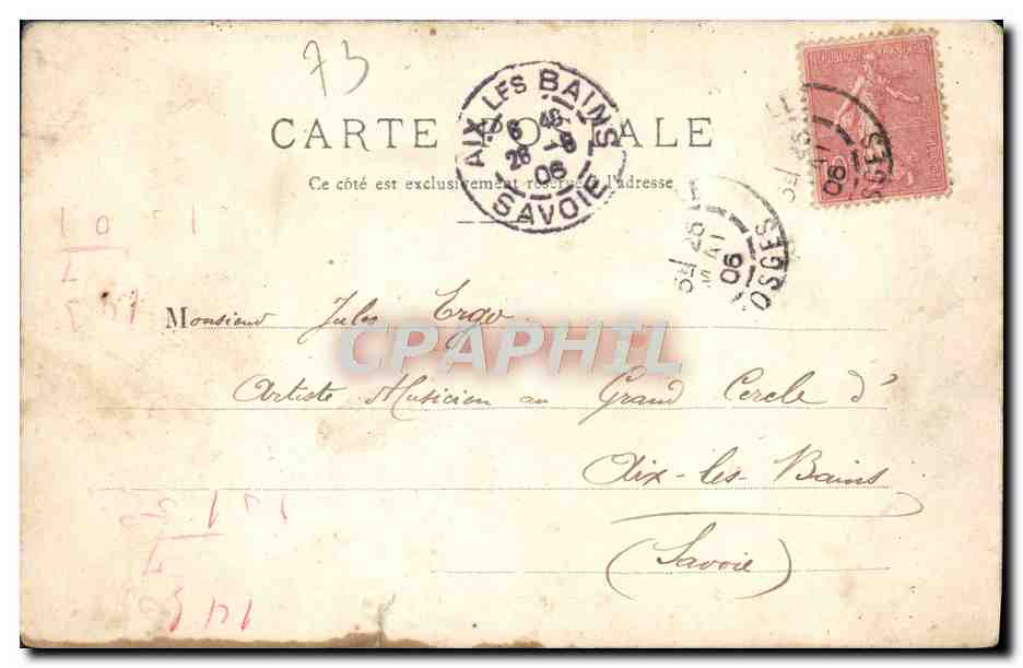 CPA Contrexeville Le Casino — Verso