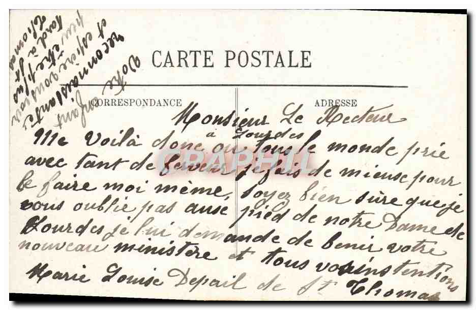CPA Lourdes Vue Plongeante — Verso