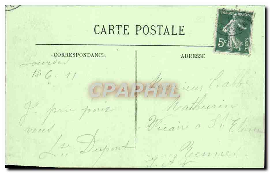 CPA Lourdes Vue Generale et le Pic du Jer — Verso