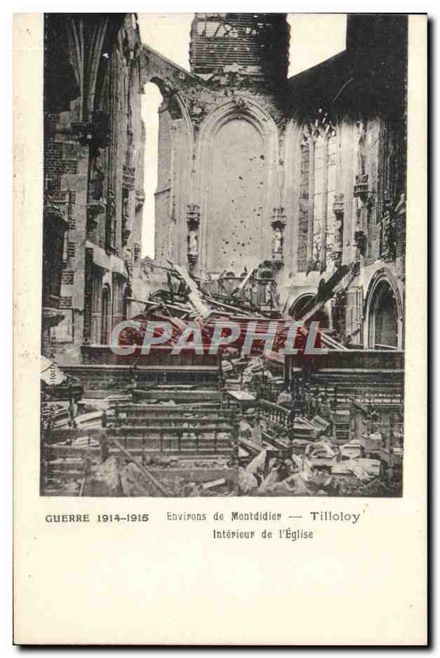 CPA Environs de Montdidier Tilloloy Interieur de l'eglise Militaria