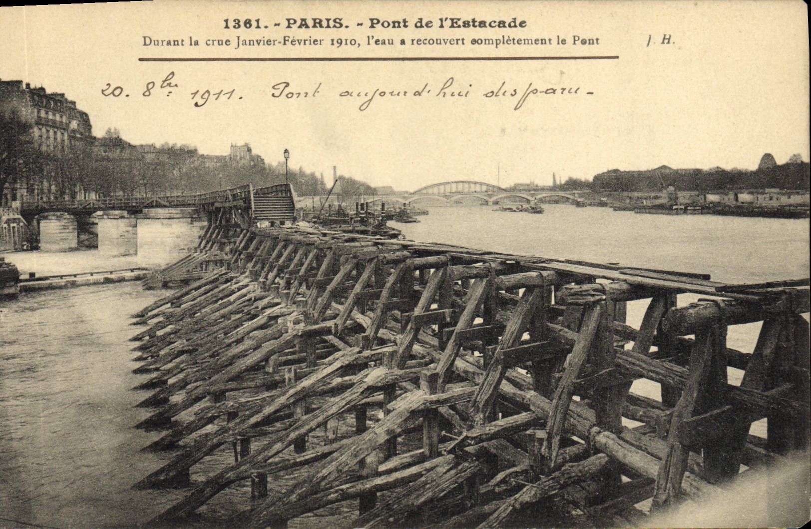 CPA Paris Pont de l'Estacade Inondations