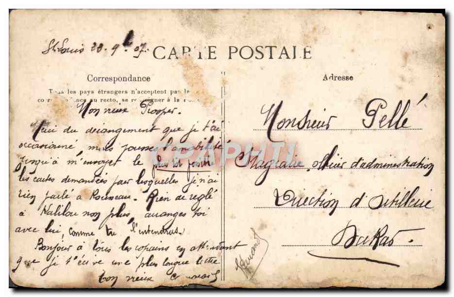 Dakar — L'Aviso 'Goëland' en tournée sur le Fleuve — Collection Générale Portier, Dakar — Reverso