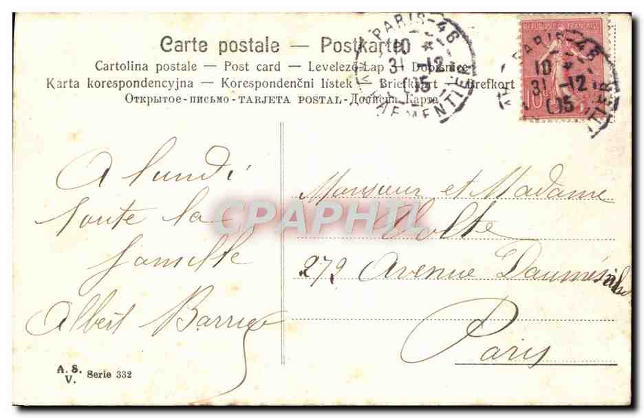 Femme en buste — motif de gui — éditeur A. S. série 332 — Rückseite