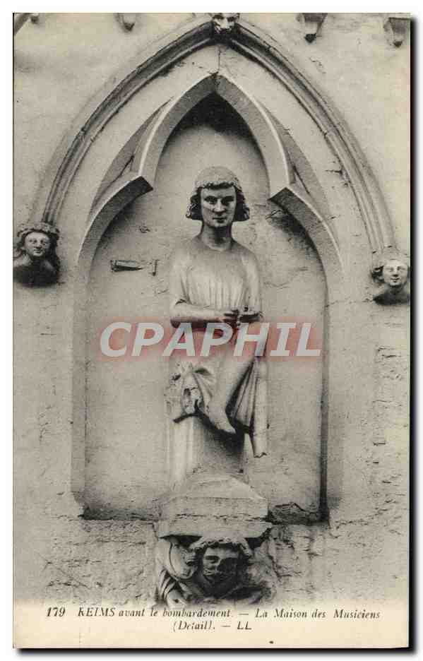 CPA Cathedrale de Reims avant le Bombardement La Maison des Musiciens