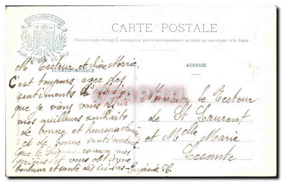CPA Pau Interieur du Chateau Le Berceau d'Henri IV — Rückseite