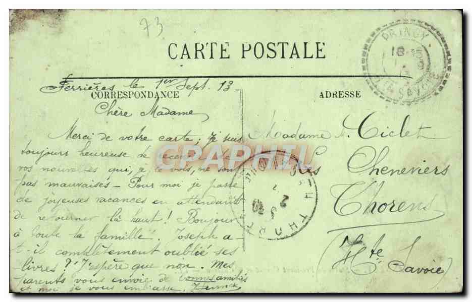 Annecy — Statue of President Carnot and the Castle — LL. — Back