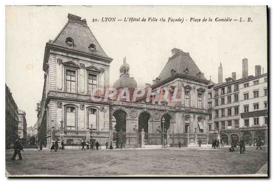 CPA Lyon L'Hotel de Ville Facade Place de la Comedie 