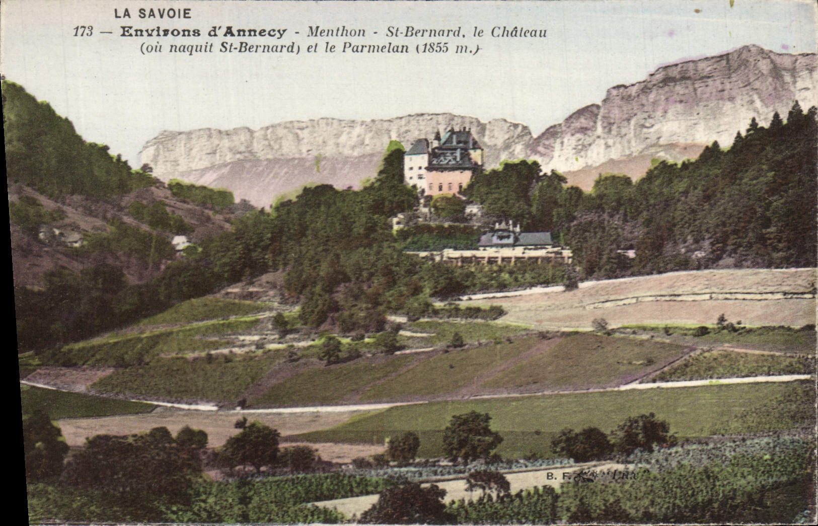 Environ d'Annecy - Menthon - St-Bernard, le Château (où naquit St-Bernard) et le Parmelan (1855 m.)