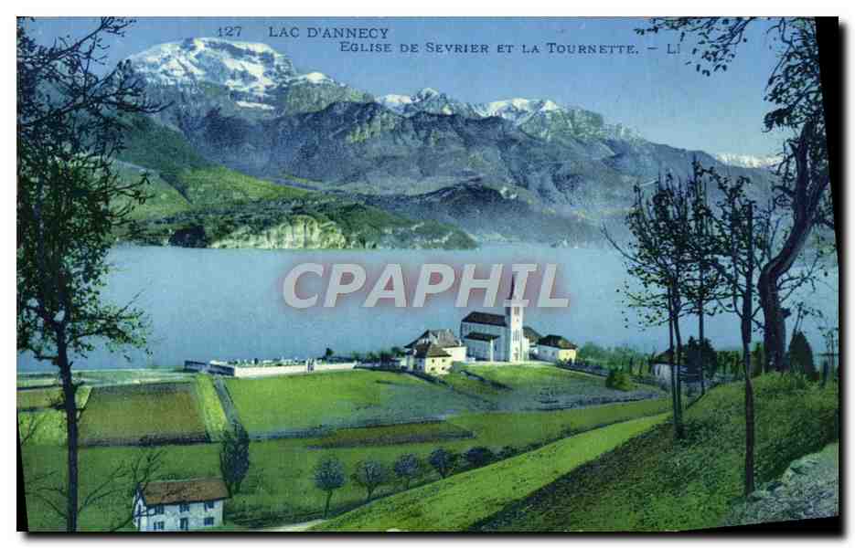 CPA Lac d'Annecy Eglise De Sevrier Et La Tournette