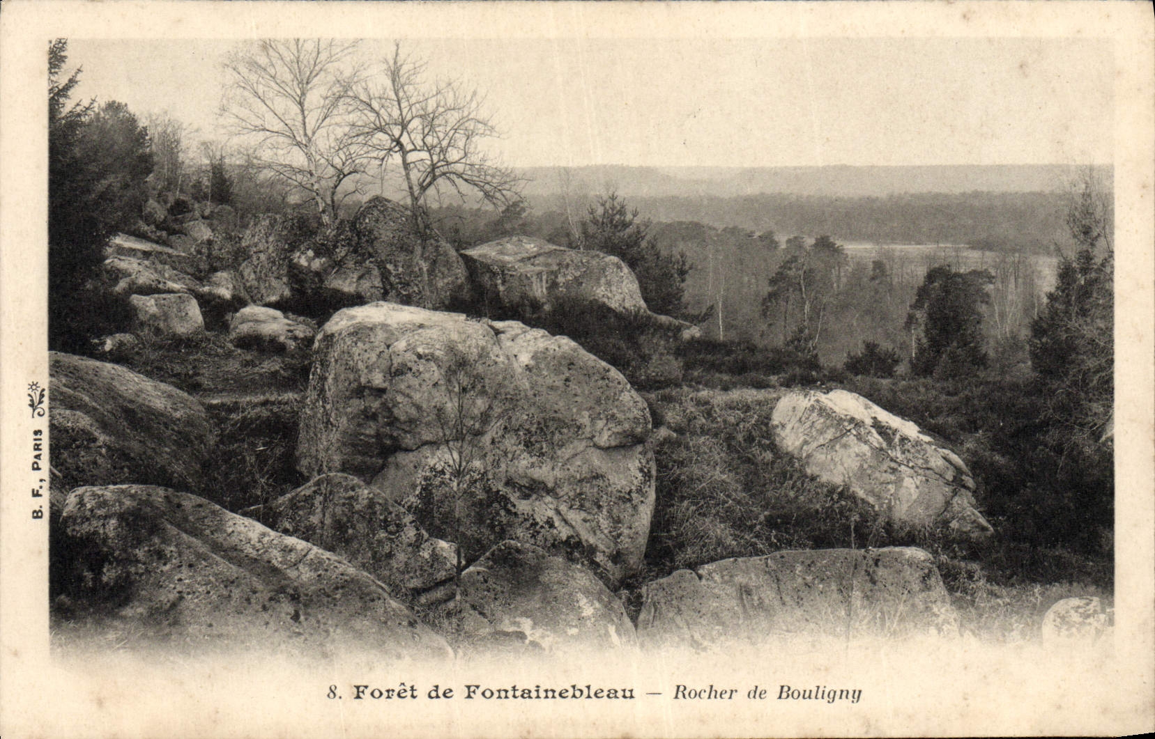Forest of Fontainebleau — Rocher de Bou ligny — B.F. Paris, No. 8