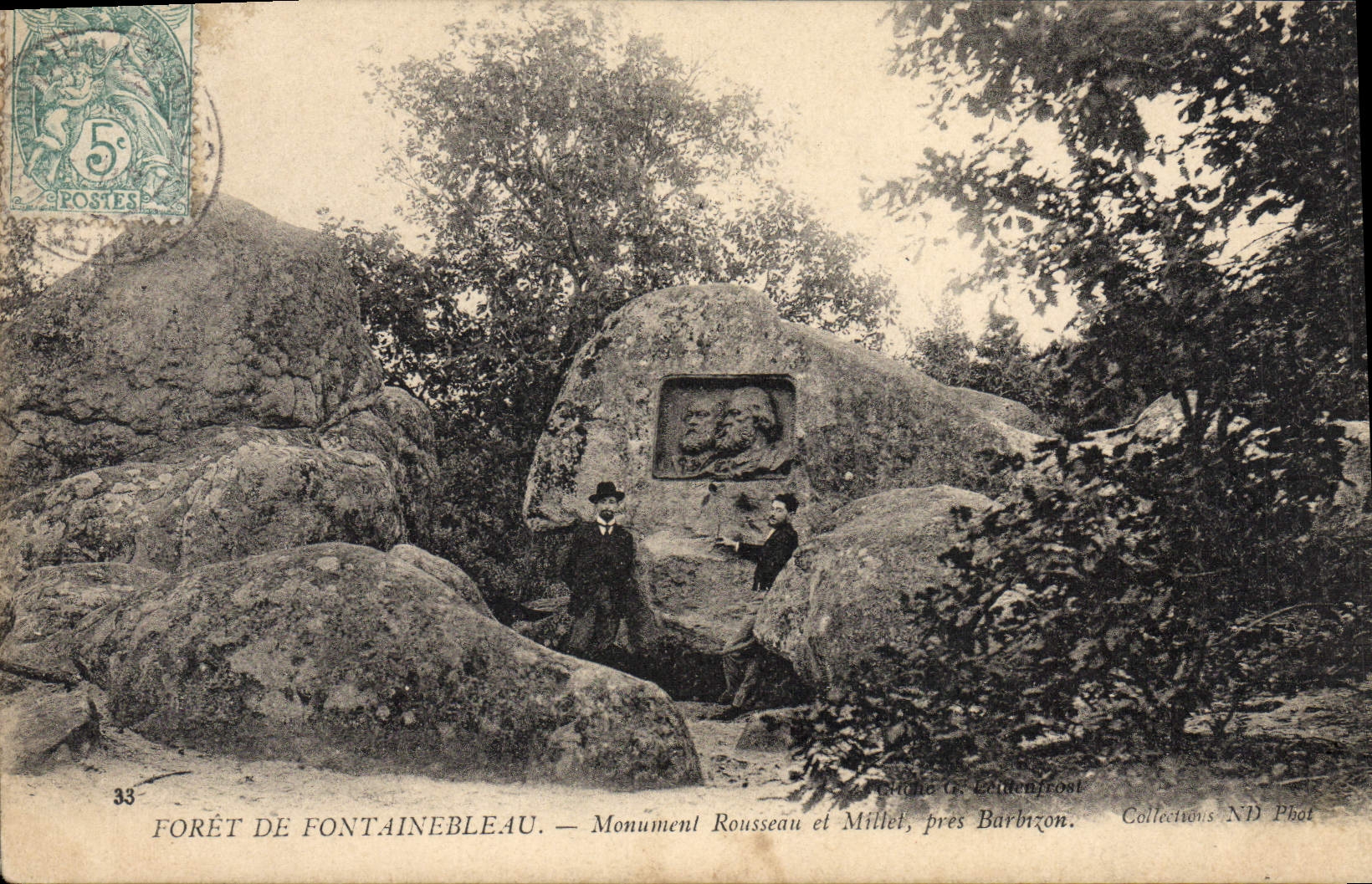 Forêt de Fontainebleau — Denkmal Rousseau und Millet, nahe Barbizon — Verlag G. Leutenfroot