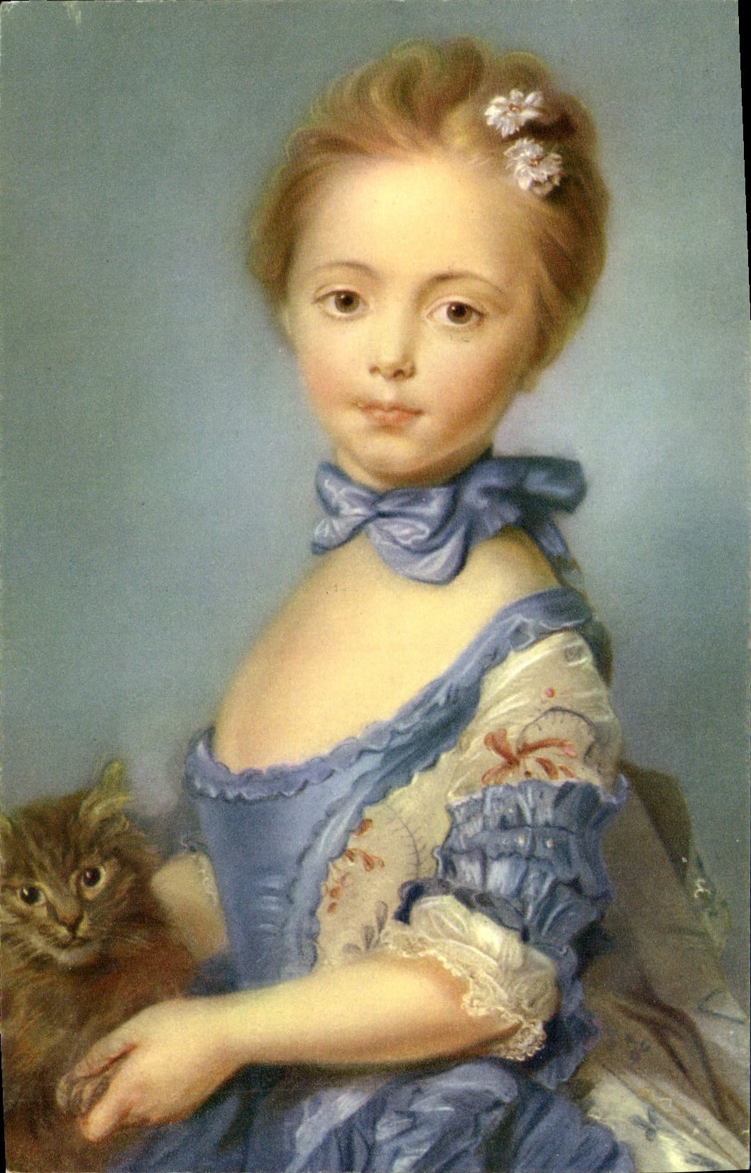 CPM Fantaisie Perronneau Jeune fille avec un chat National Gallery 