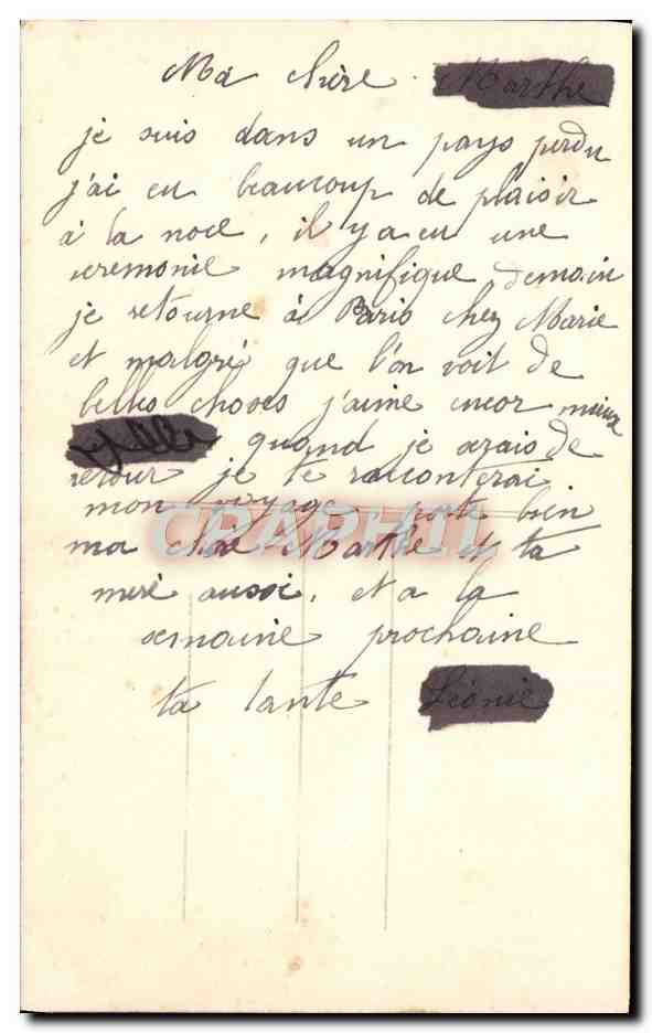 CPA Fantaisie Femme Voyage Sentimental — Verso