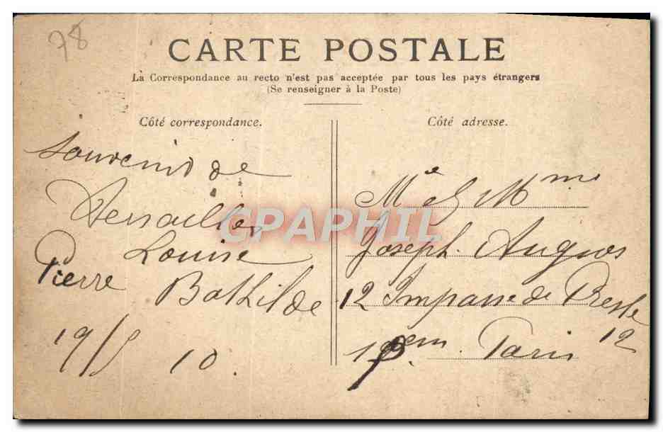 CPA Versailles Le Bassin D'Apollon — Verso