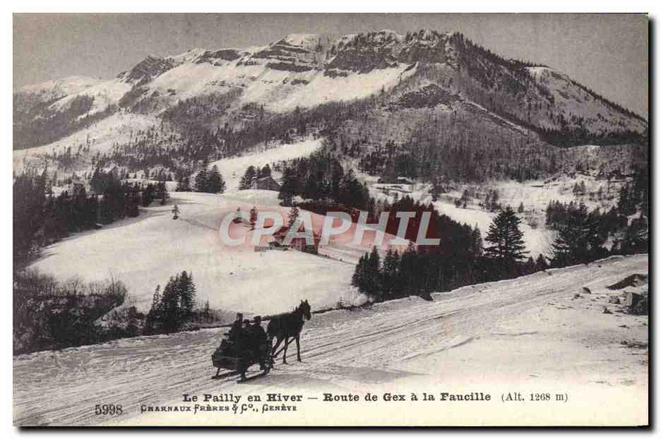 CPA Le Pailly En Hiver Route De Gex A La Faucille Attelage Cheval Traineau 