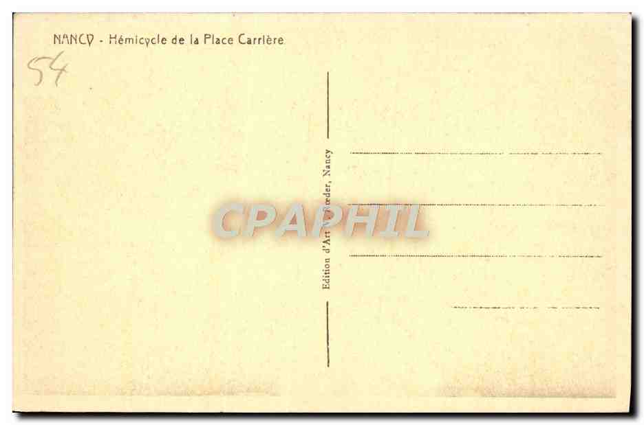 CPA Nancy Hemicycle De La Place Carriere — Verso