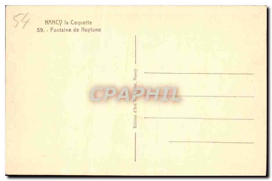 CPA Nancy La Coquette Fontaine De Neptune — Verso
