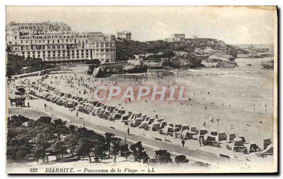CPA Biarritz Panorama De La Plage