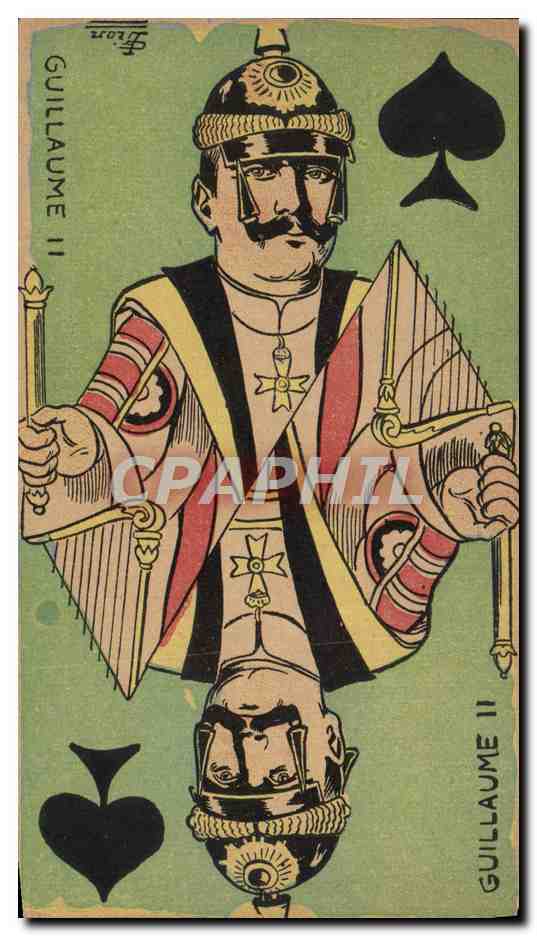 Cartolina d'epoca Militaria di Guillaume II Carta da gioco