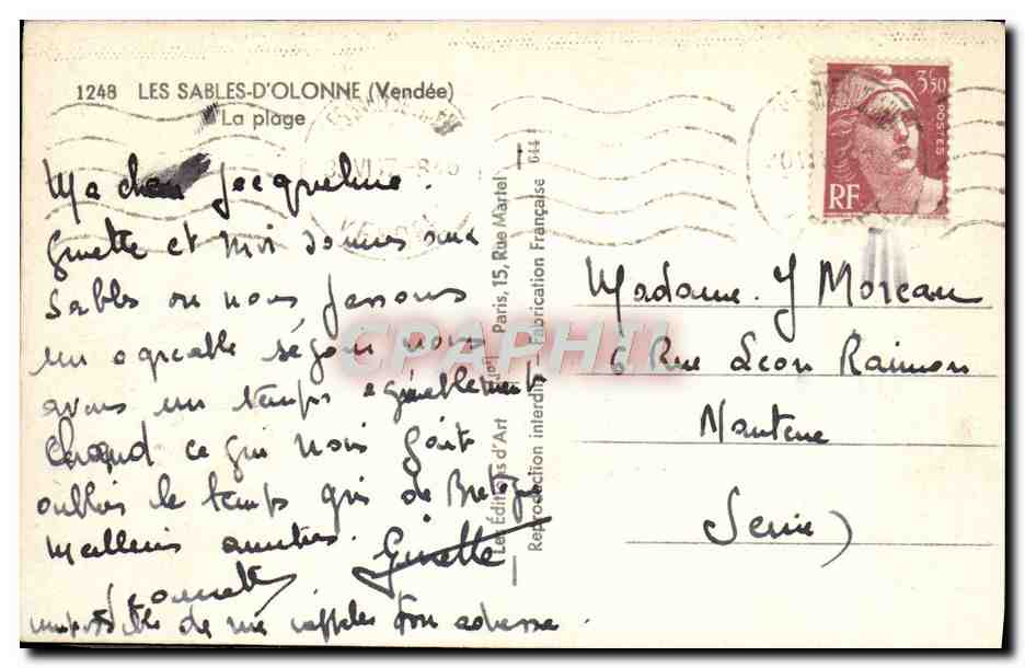 Les Sables-d'Olonne — La plage — Éditeur : Ivoy — Verso