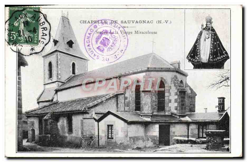 Chapelle de Sauvagnac (H.V.) — Statue de la Vierge Miraculeuse — Imp. P. Dumont, Limoinges