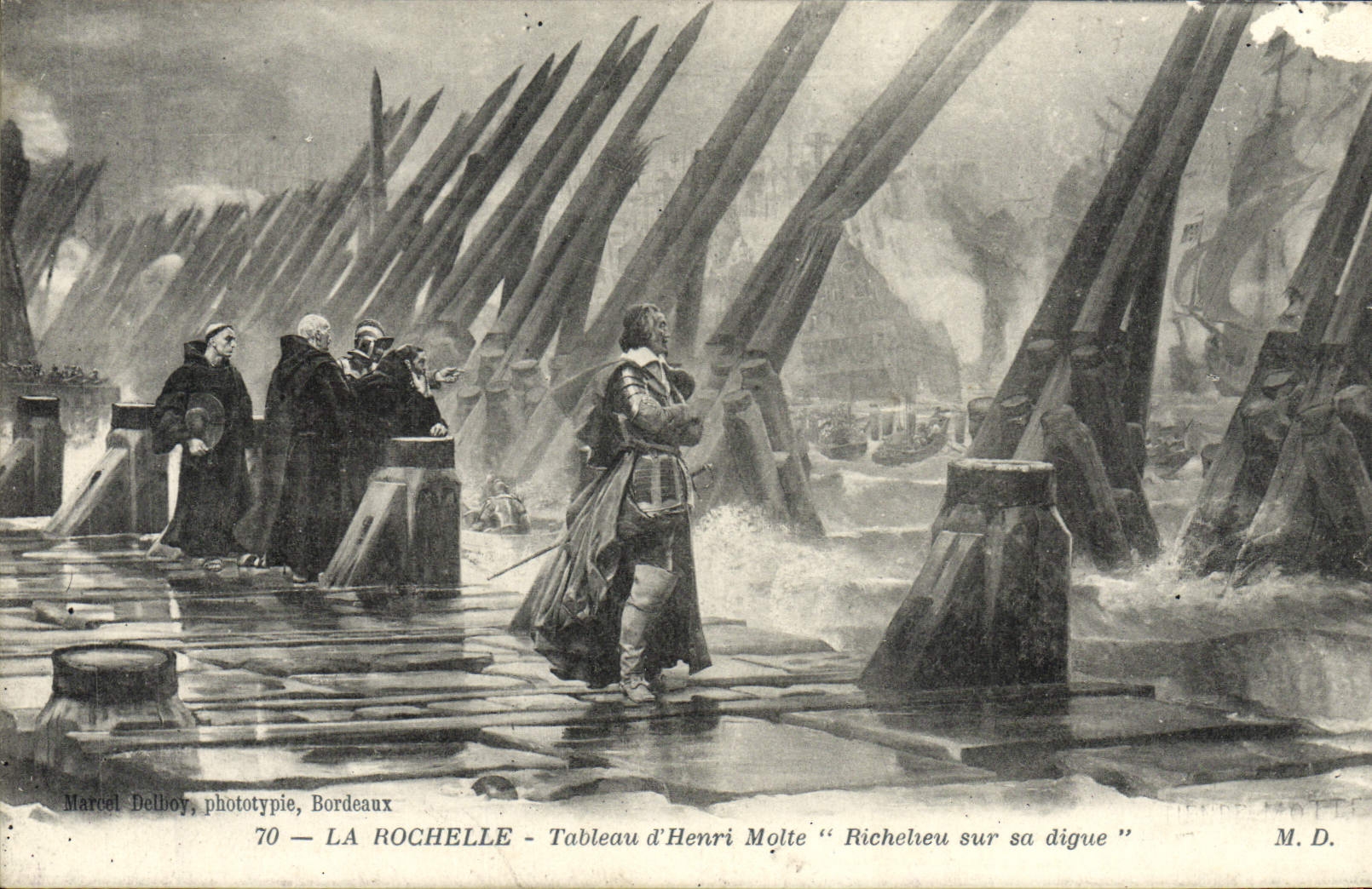 La Rochelle — Tableau d'Henri Molte "Richelieu sur sa digue" — Marcel Dellhoy, phototypie, Bordeaux, n°70