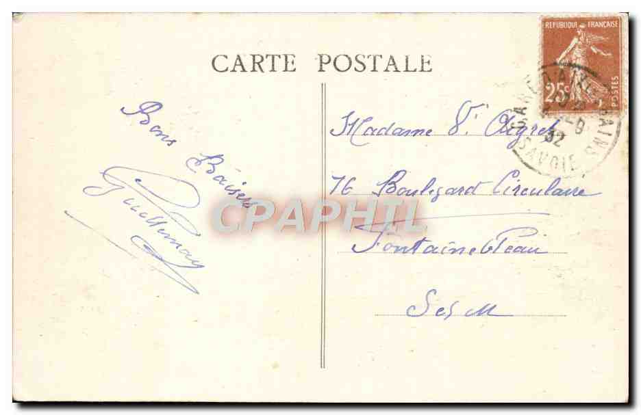 CPA Environs Aix Les Bains Vue Gemerale Et I'Hotel Bernascon — Rückseite